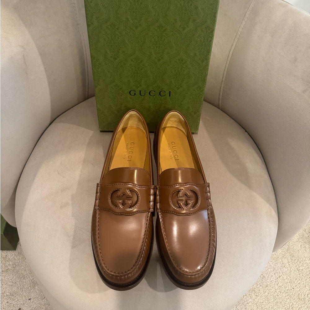 Gucci Tan Leather Loafers for Men